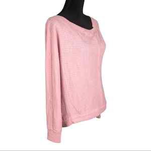 Caslon Womens X-Small Blush Pink Thermal Top Boat Neck Dolman Sleeve Waffle Knit